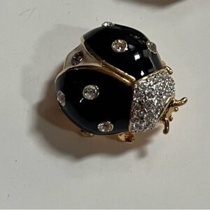 Joan Rivers Black and Gold Ladybug Brooch